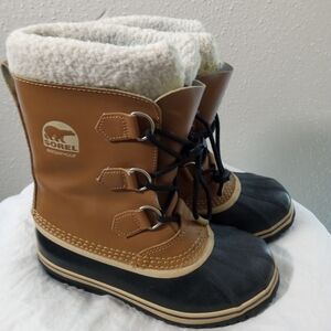Boy's Youth Sorel Waterproof Winter Sheepskin Insulted Snow Boots sz 4